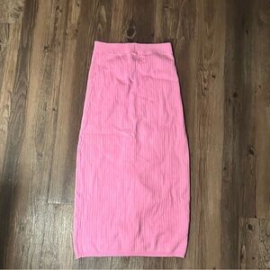 Free people knit pencil skirt with slit, size xs, pink